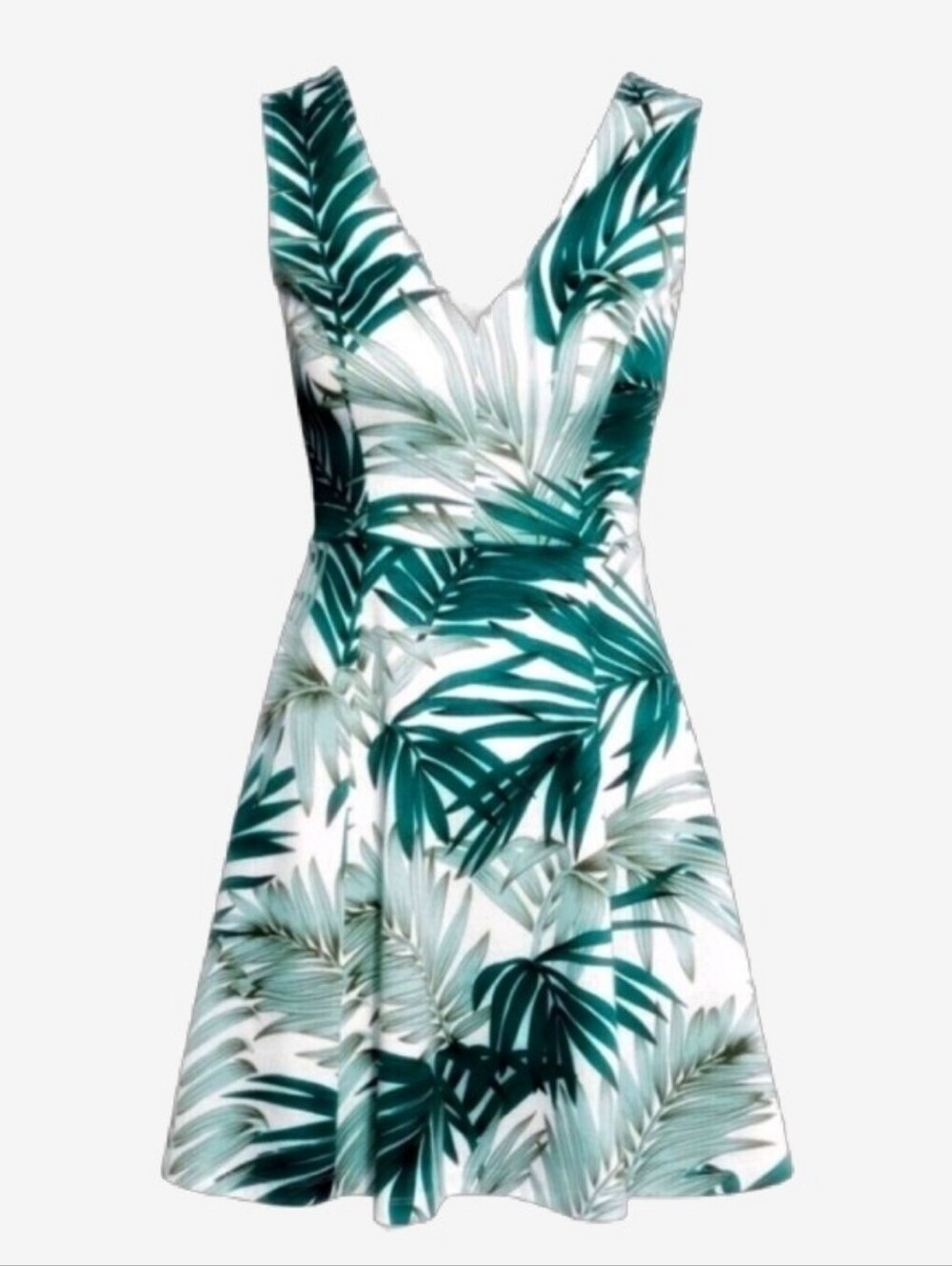 H&M Palm Leaf Fit & Flare Skater Dress size M